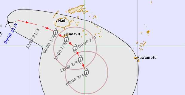 Tropical Depression Forecast Track Map as of 1:21pm today 