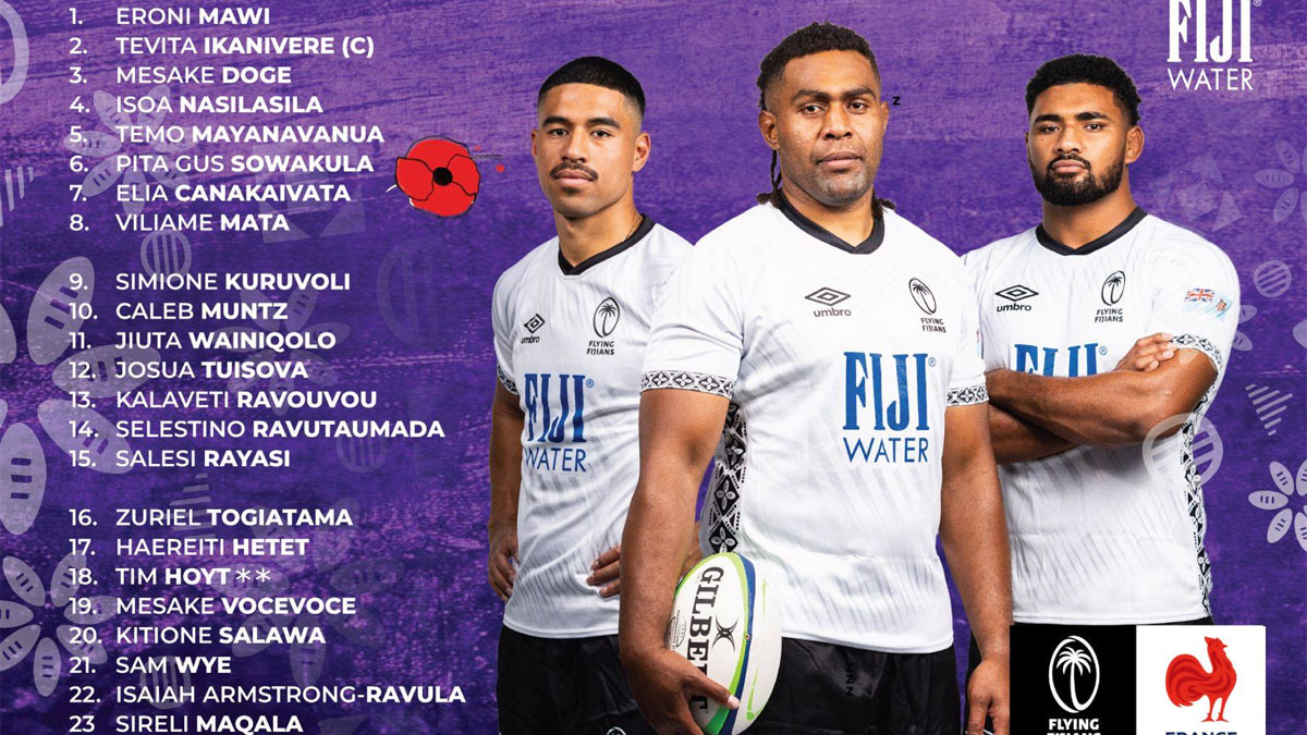 Flying Fijians retains the same line up that played England