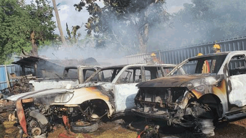 Three old vehicles destroyed in a fire at Vomo Street, Lautoka